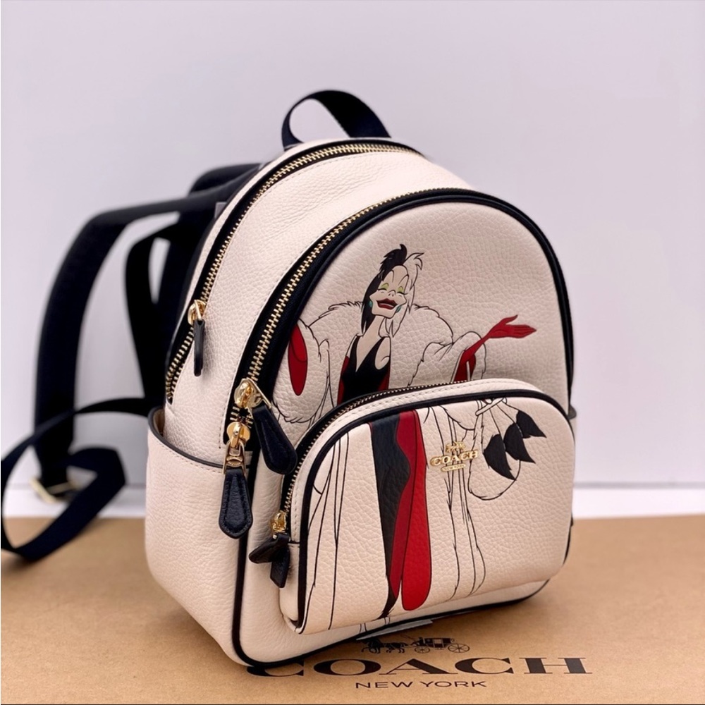 Disney X Coach Mini Court Backpack With Cruella Motif - Picture 3 of 13